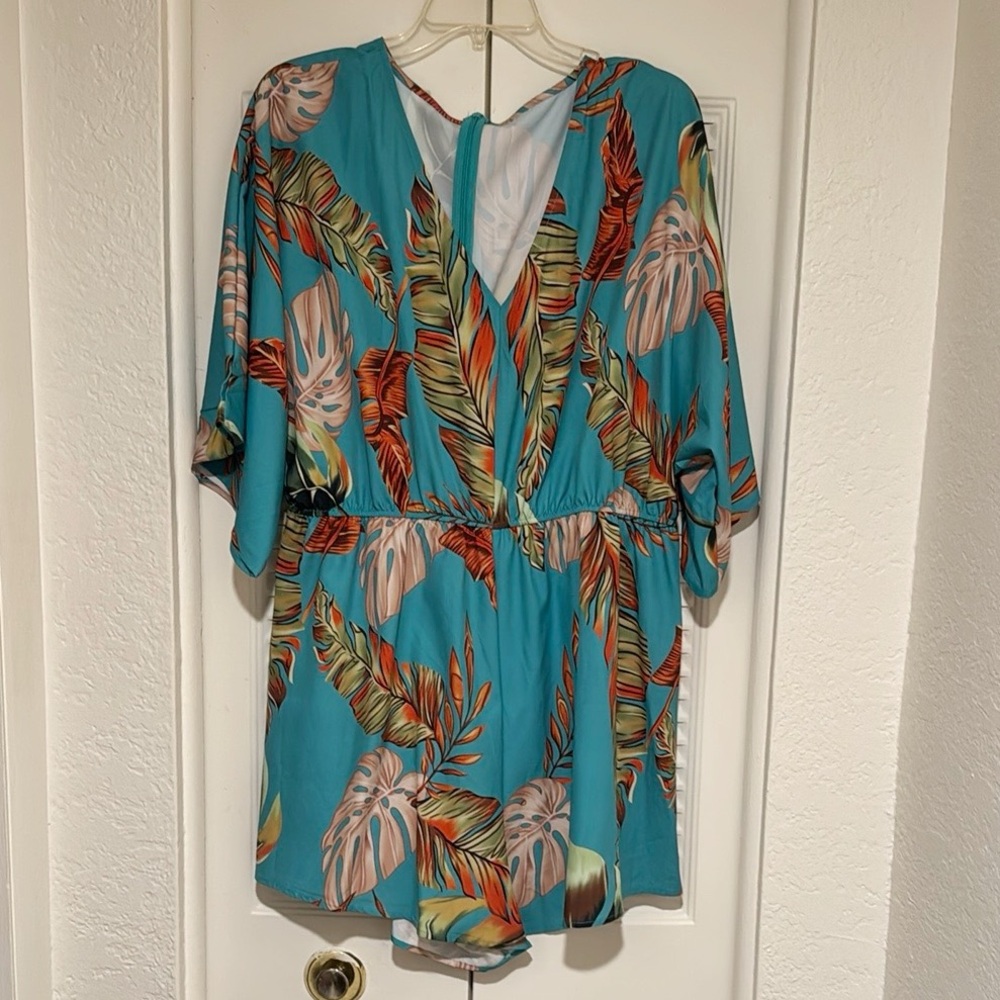 Tropical Leaf Print Romper